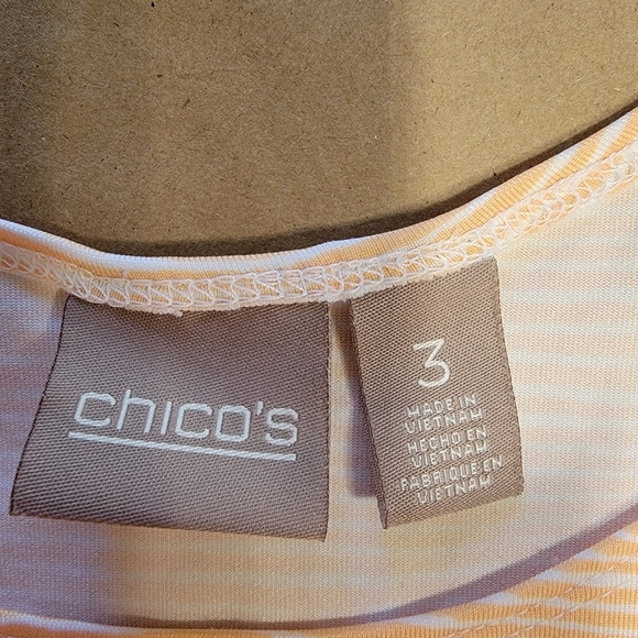 Chico's Size 3 (XL/16) Peach & White Abstract Striped Tank Top, Exc. Used Cond. - Picture 7 of 12